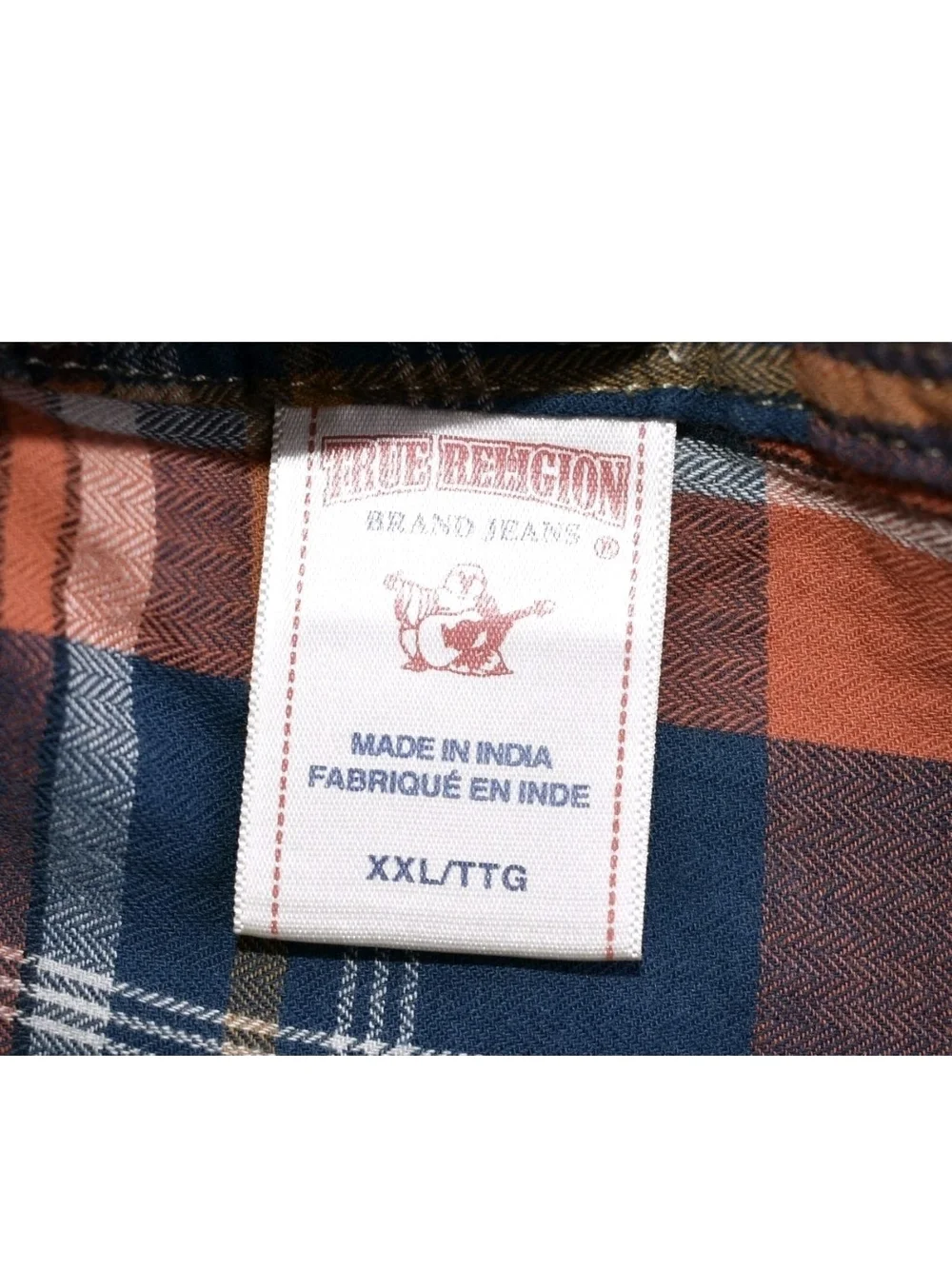 True Religion Men's Plaid Western Pearl Snap Button Cowboy Shirt Size XL